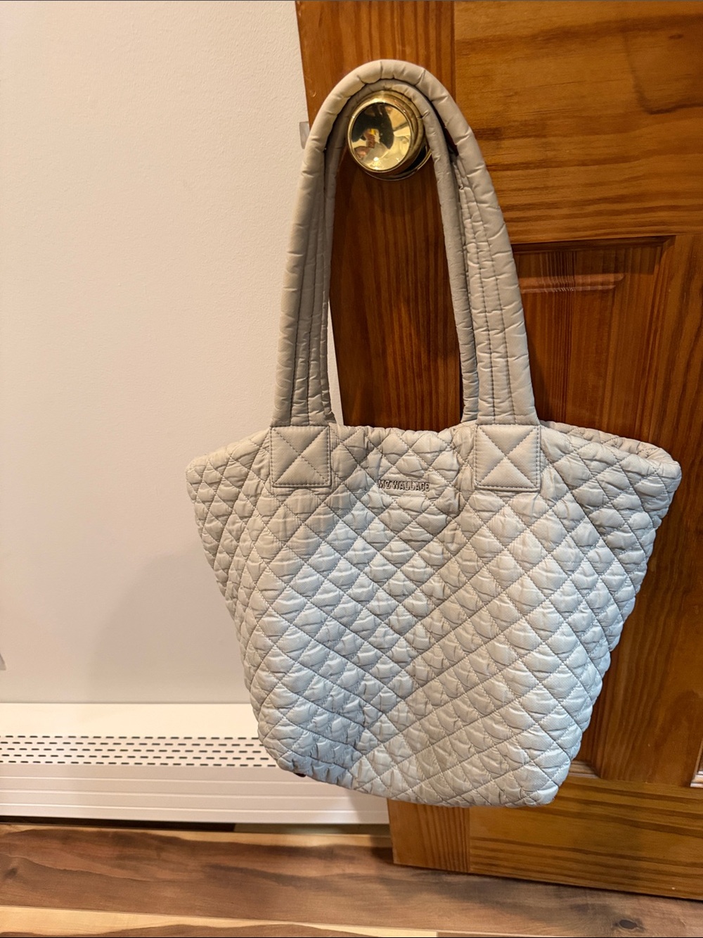 MZ Wallace Quilted Shoulder Tote in Light Gray